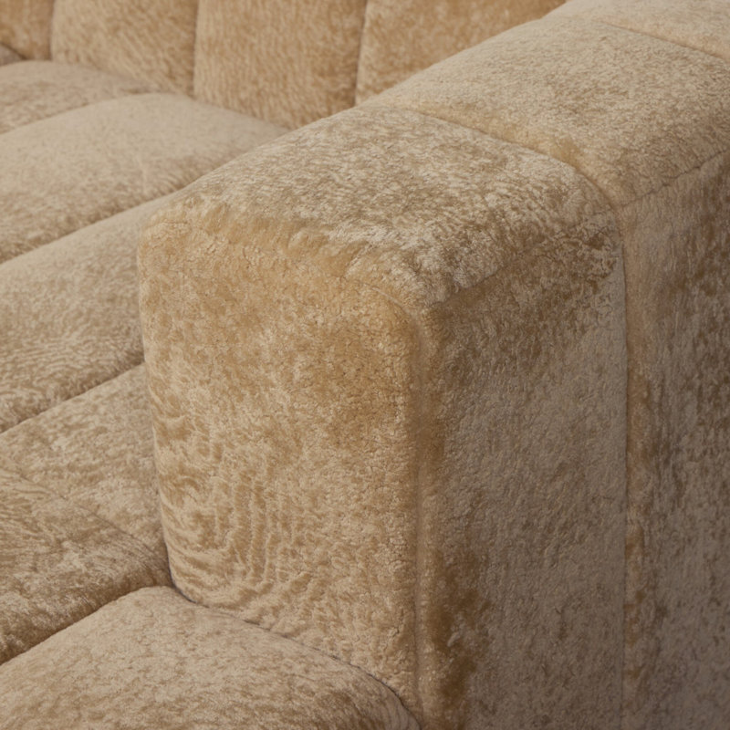 Curteria Upholstered 160 " Genuine Fur U-Shaped Sofa & Chaise, Right Hand Facing