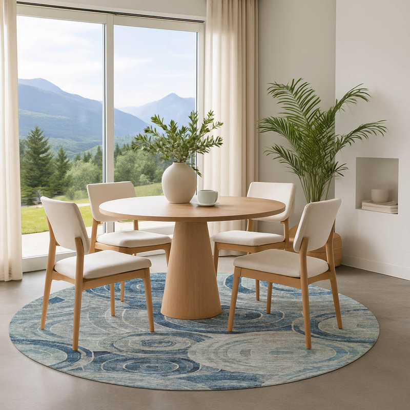 Premium Machine Washable Lubbers AMF1750 Geometric Rug, Round 8'