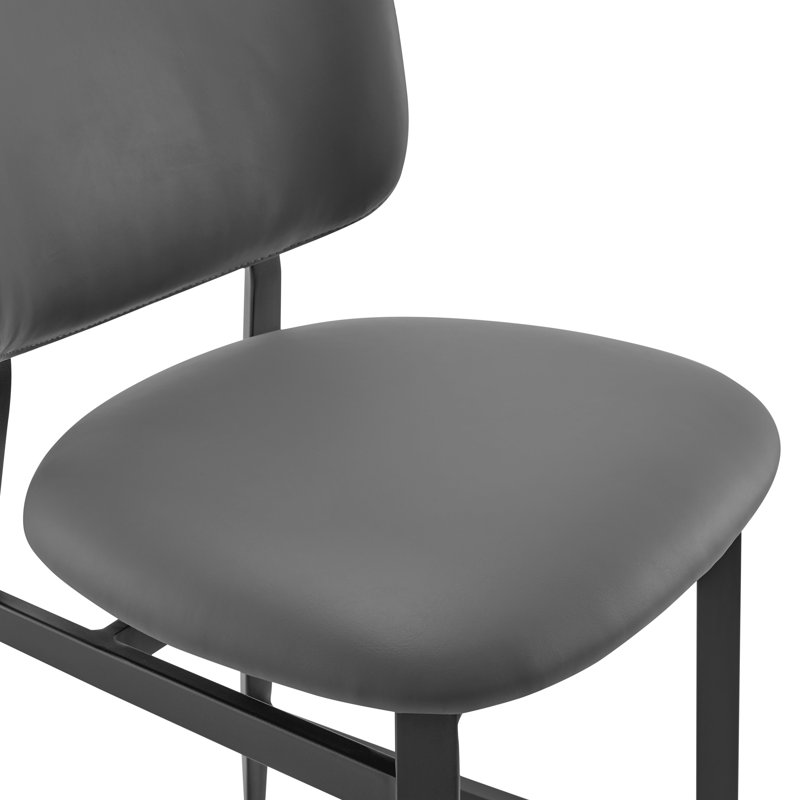 Gray Faux Leather and Black Steel Counter Stool
