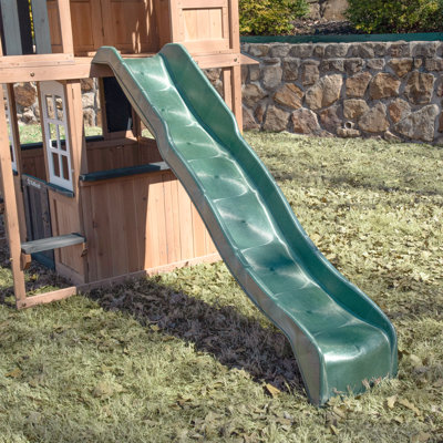 Cliffbrook Wooden Outdoor Two-Story Playhouse with Slide