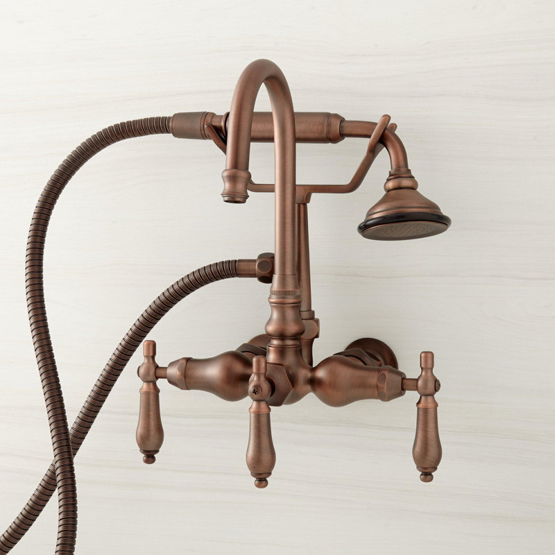 Robinet de baignoire mural avec douche à main Pasaia, Bronze huilé