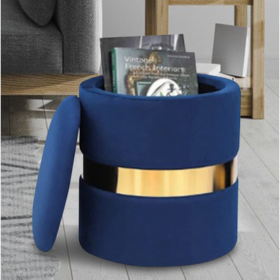 Tabouret de rangement rond en velours