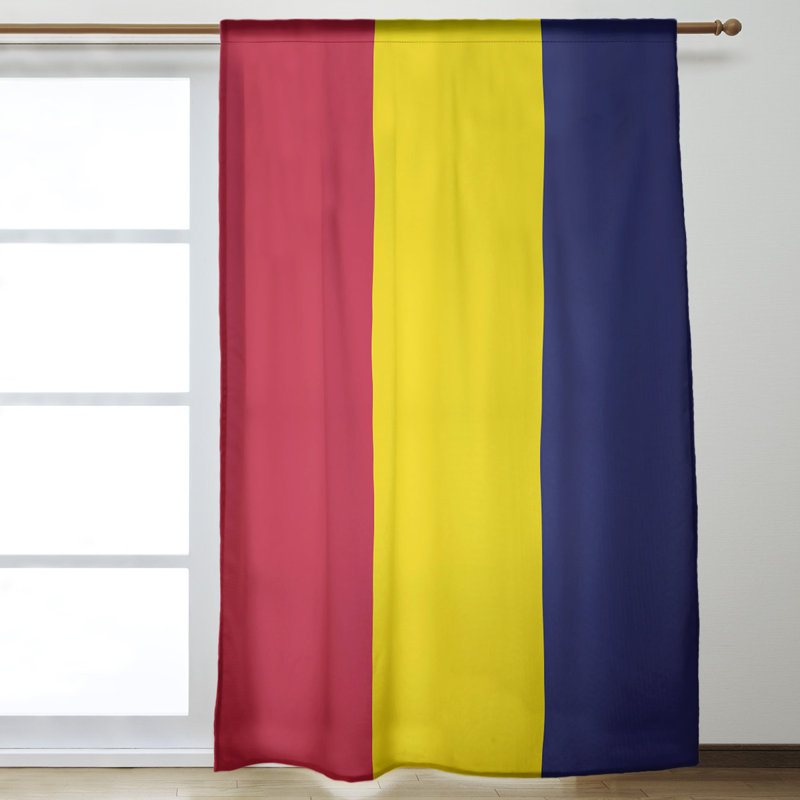 Room Darkening Curtain Single Panel, Seattle Baseball Red/Yellow/Midnight Navy Blue