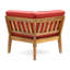 Table basse rouge - fabrication en bois, sièges à lattes populaires, coussins d'eau, bois multicolore, jolis détails, housses de coussin, finition