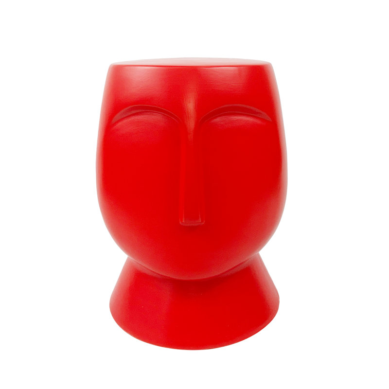 Tabouret artistique en céramique, Rouge pâle
