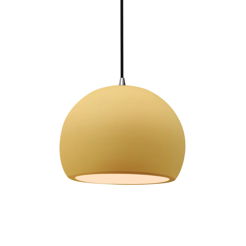 Luminaire suspendu à 1 lumière Aschwin, H 6 po x l 7 po x P 7 po, Jaune atténué, Nickel brossé