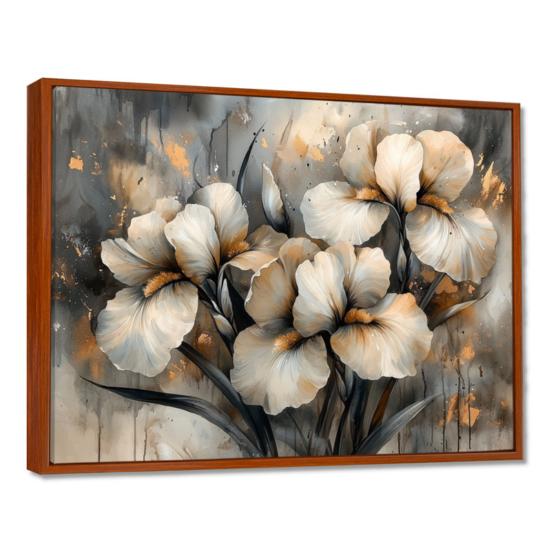 Ilysa jaune gris Irise Desire II - art mural iris pour le salon, Impression sur cadre flottant, Brun, H 12 po x l 20 po