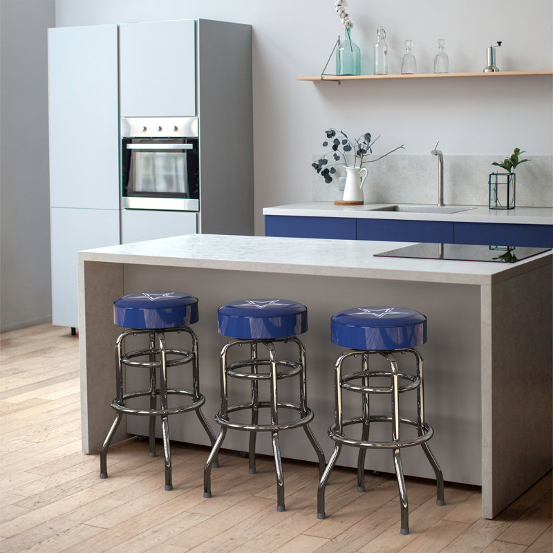 Commercial Grade Chrome Swivel Bar Stool with Vibrant Team Colors  , Dallas Cowboys