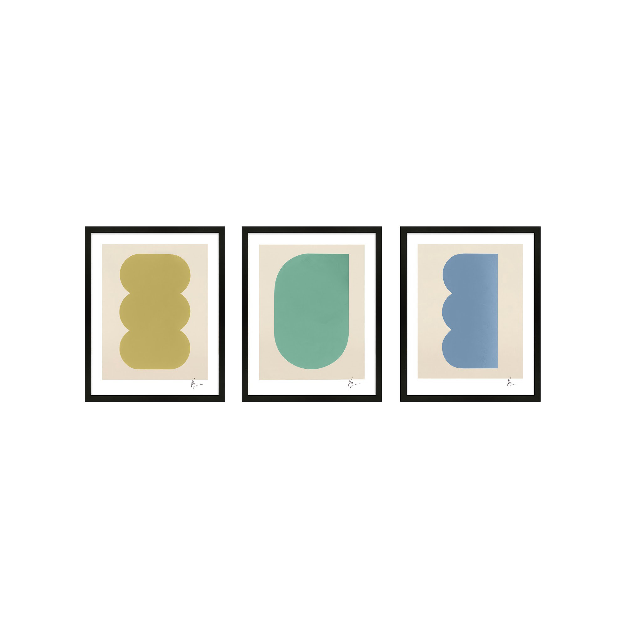 Keyhole 4-6. Set Of 3 by Lee Lessem, 38" H x 30" W x 1.25" D, Black Framed