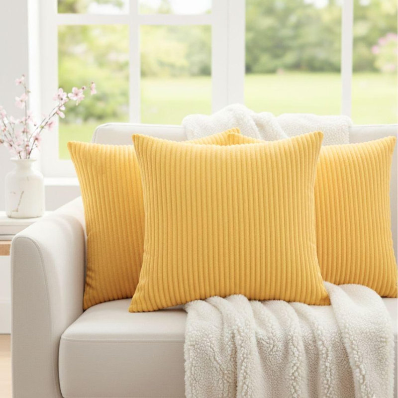 Pack Of 4 Corduroy Square Scatter Cushion Cover