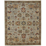 Carrington Hand Knotted Wool Oriental Area Rug in Gray