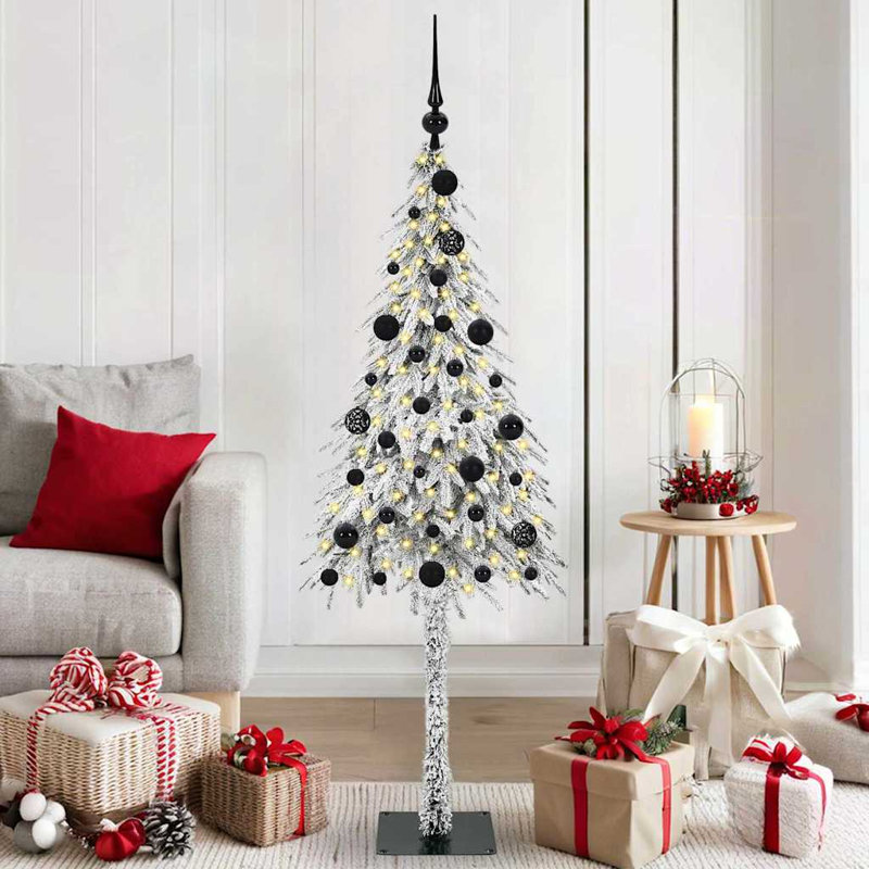 Christmas Tree with 150 LEDs PE and Steel, Black, 4.92' H