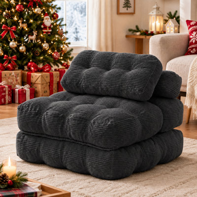 Folding Sofa Bed with Pillow and Pocket Sofa bed Convertible Sleeper Chair Corduroy Boneless Couch for Living Room Bedroom Gray