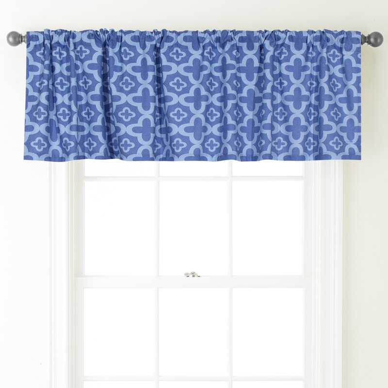 Gasquet Geometric Tailored Window Valance, Palace Blue