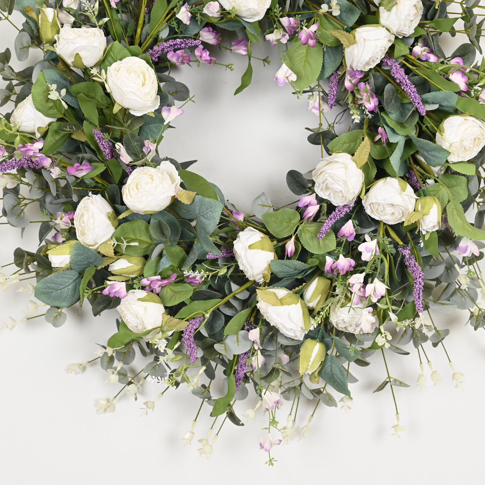 28" Handcrafted Eucalyptus Rose No Holiday Wreath