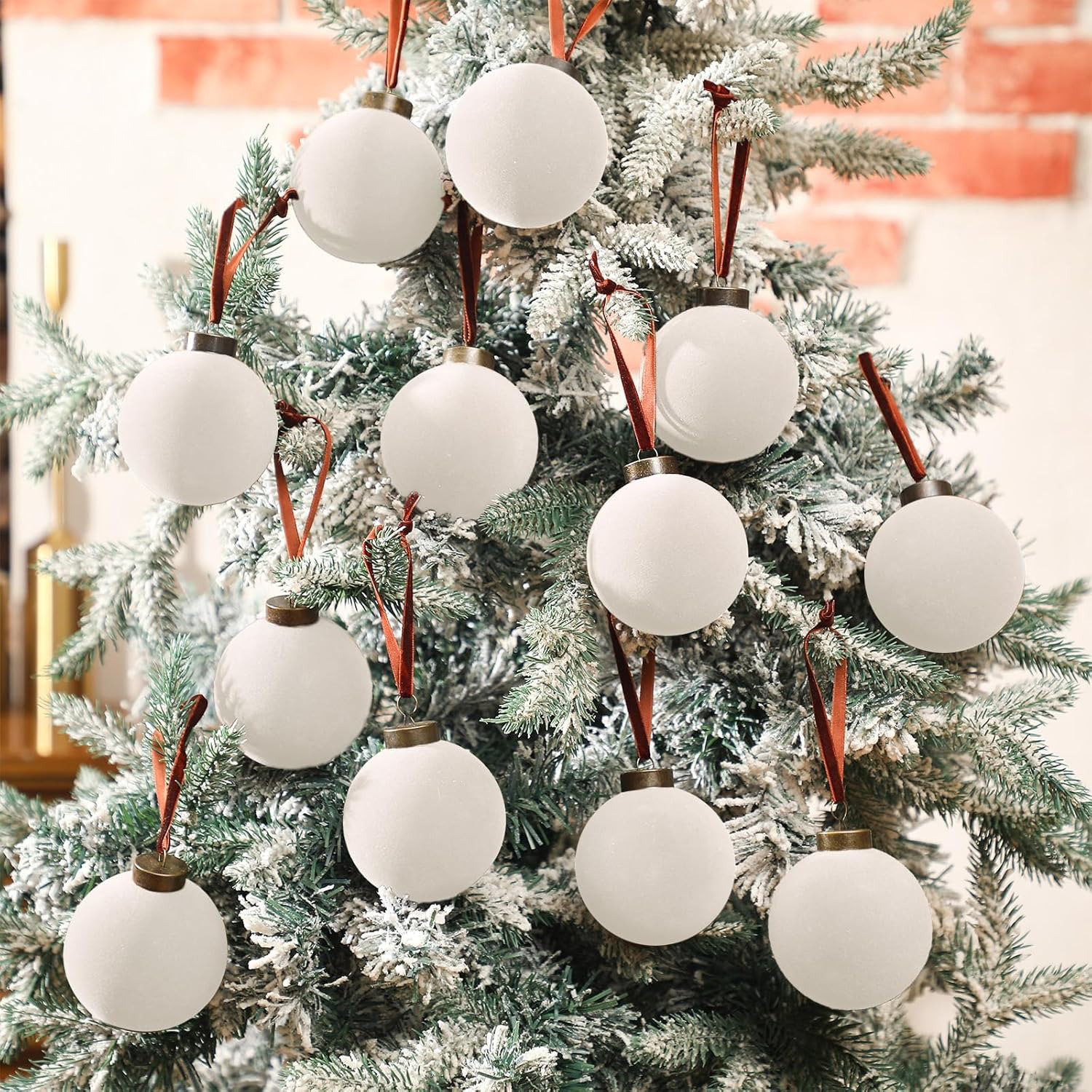 3" Velvet Bauble, Beige