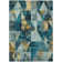 Machine Washable Indoor/Outdoor Xhevrie Teal Rug