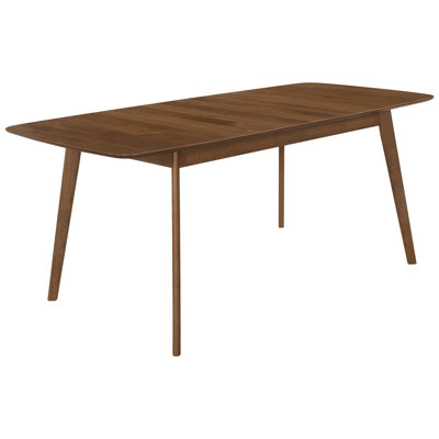Table de salle à manger rectangulaire en noyer naturel avec rallonge, Mid-Century Intrigue For Room, 6 sièges, bois massif et base en épingle à cheveux, 59 po de profondeur, matériau moderne pour 6 personnes, largeur 35,5