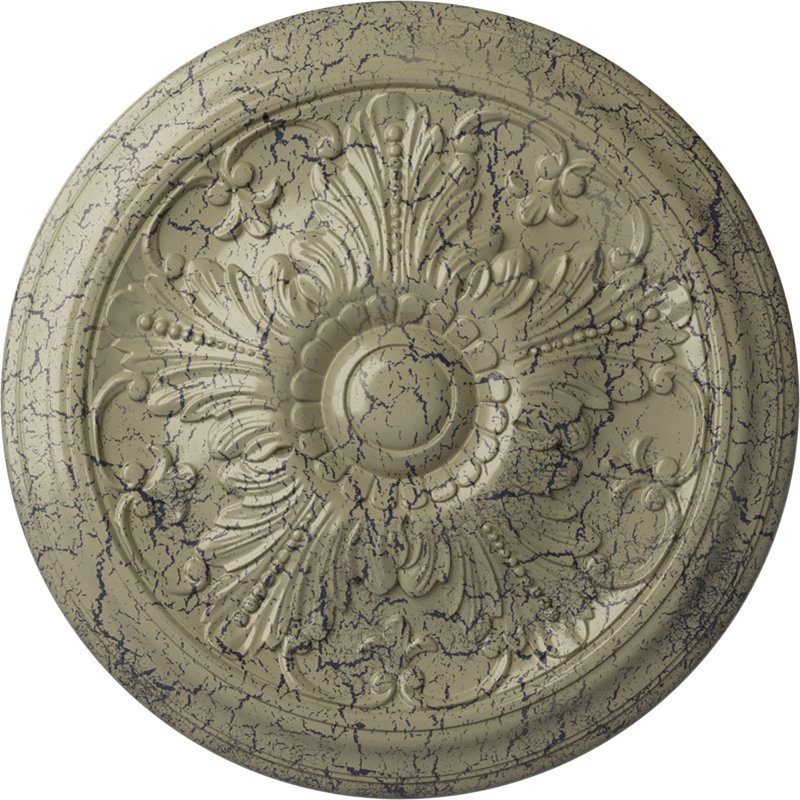 Médaillon de plafond H 16,875 po x l 16,875 po x P 3,5 po Vienna, Pierre de château craquelé