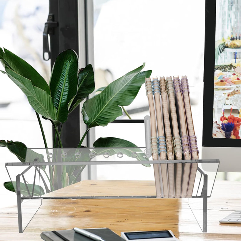 Acrylic Desktop Bookshelf Mini Bookcase Tiny Tabletop Display Rack For Magazines Cds Manga Books, Storage Organizer Book Holder For Office Home