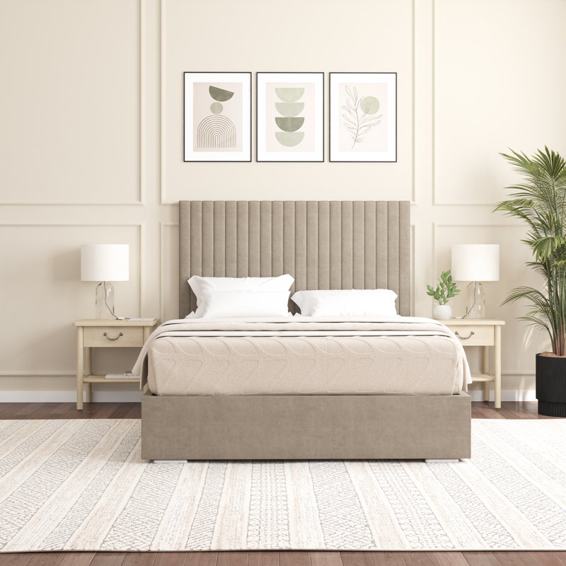 Aidean Upholstered Bed Frame, Coffee, Double (4'6)