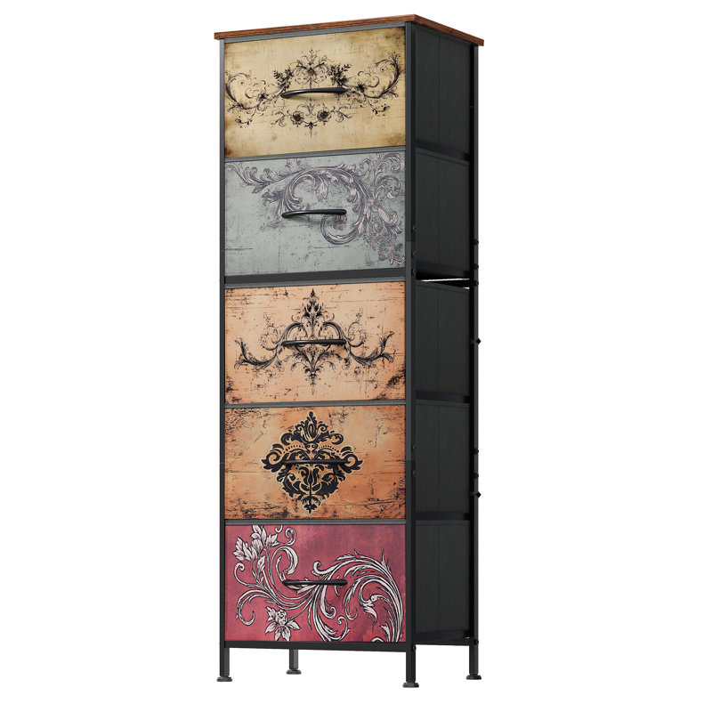 Commode verticale 5 tiroirs Ojaswi, Forest Green