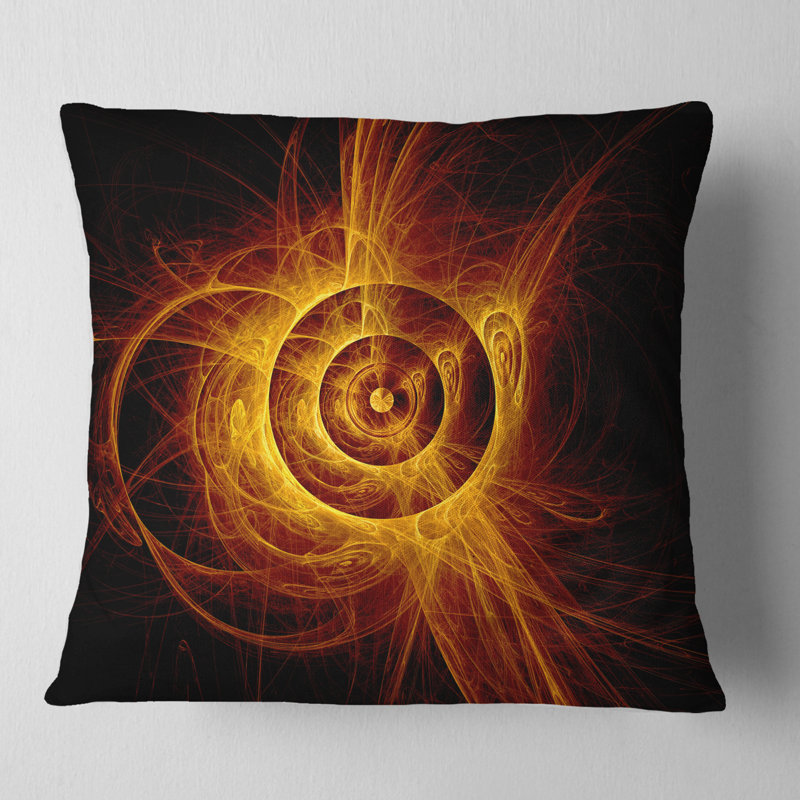 La flamme jaune clignotante - coussin abstrait imprimé, Carré, 18 po x 18 po