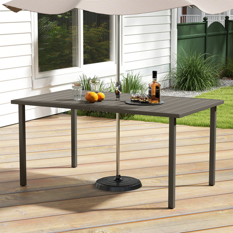 Table de salle à manger d'extérieur Zestversa, H 28,3 po x l 59,8 po x P 35 po, Taupe