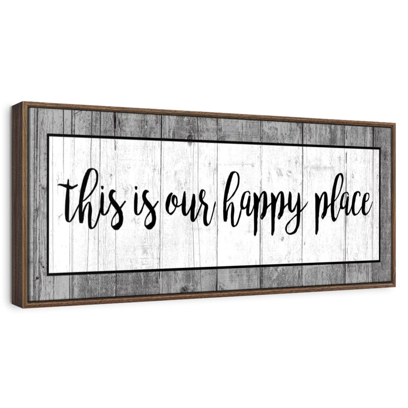 Plaque murale «This is our happy place», 57" X 19", Floating Frame Walnut