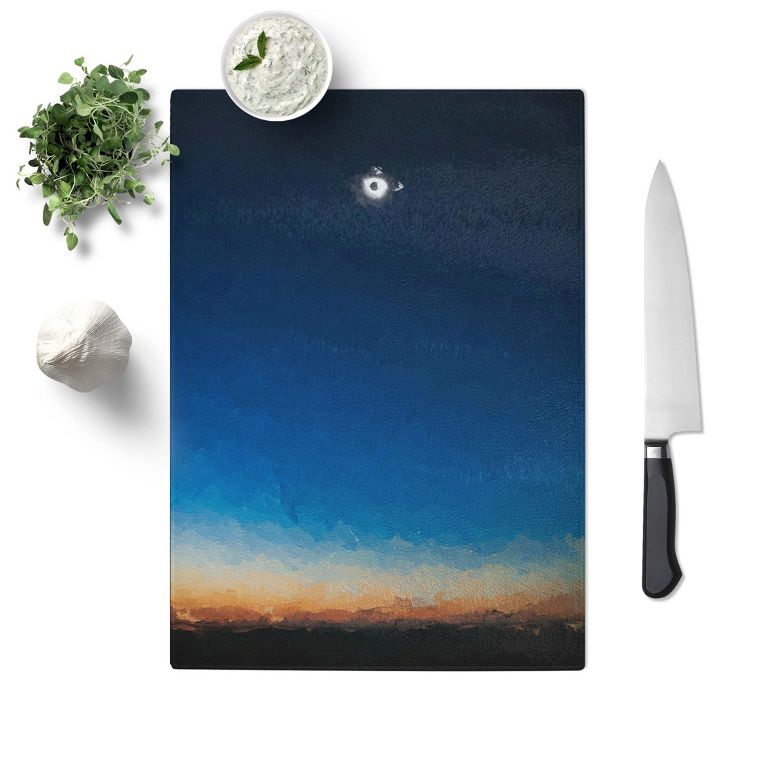 Tempered Glass Total Eclipse of the Sun in Abstract Chopping Board