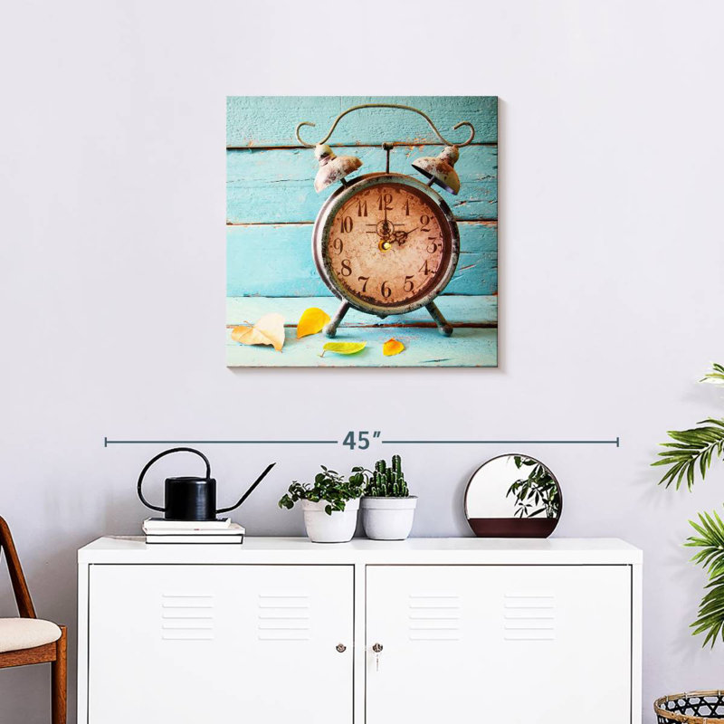 Rustic Old Alarm Clock, 24" H x 24" W