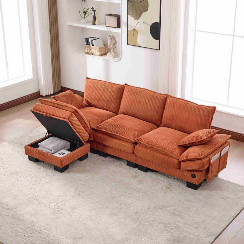 Canapé modulaire modulaire, canapé à assise profonde, canapé en velours côtelé, meubles rembourrés confortables pour salon, appartement, studio, bureau, ayant plusieurs combinaisons
