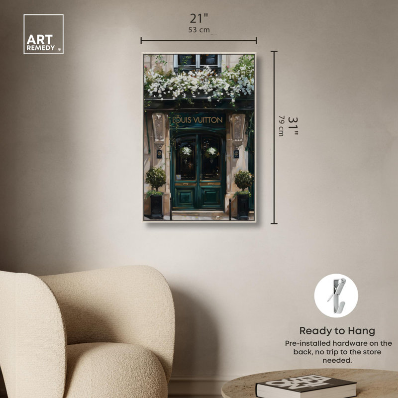 «Spring Emerald Store Canvas Fashion and Glam» par Spring , H 31 po x l 21 po, Cadre flottant argent