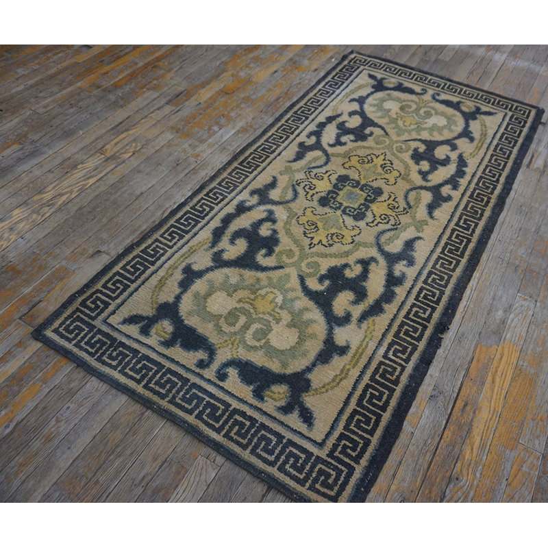 Antique Japanese Small Scatter Size Cotton Ivory Rug
