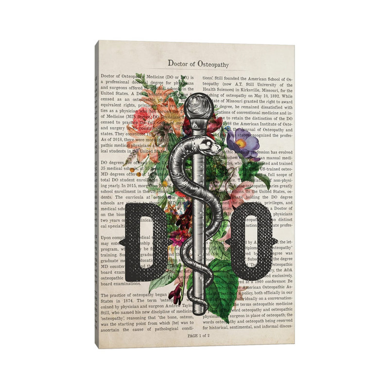 DO, Doctor Of Osteopathy With Flowers by Aged Pixel - Wrapped Canvas Print, 20.32 cm H x 30.48 cm W x 1.91 cm D