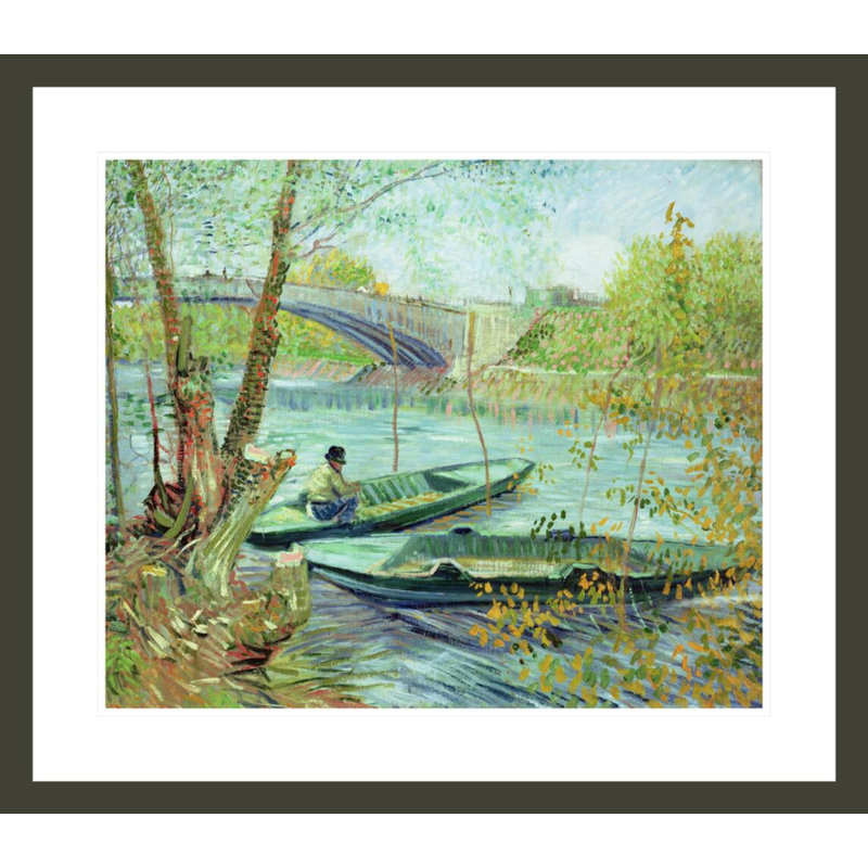 Pêche au printemps. Pont de Clichy par Vincent van Gogh, impression giclée encadrée, H 23,5 po x l 26,84 po