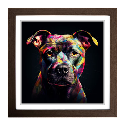 Staffordshire Bull Terrier Futurism No.1 - Single Picture Frame Print on Wood