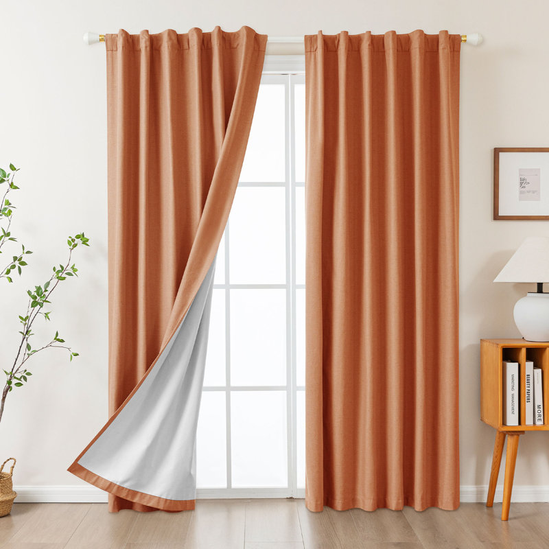 Paire de rideaux Vishrut, L 52 po x L 96 po, Orange brûlé