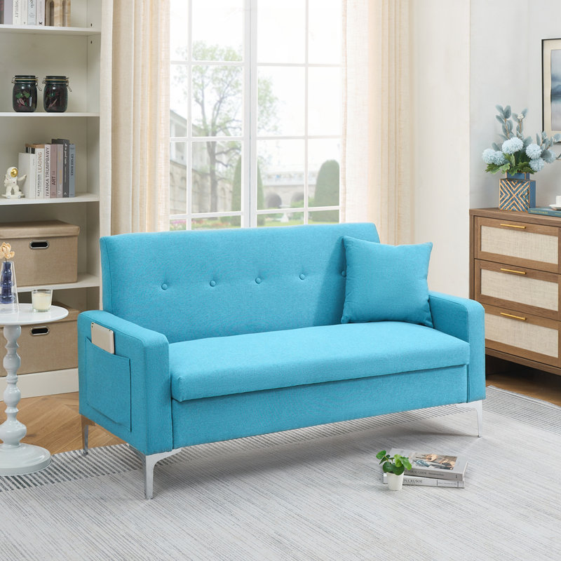 Multi-functional storage comfortable double sofa, Blue Fabric