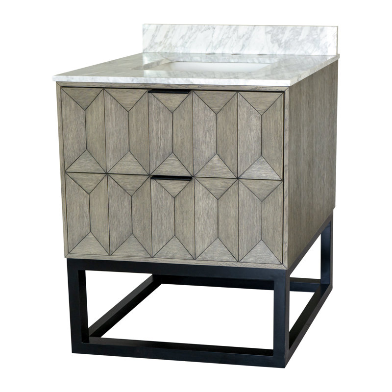 Meuble-lavabo simple 30 po avec comptoir Carlet, Chêne gris