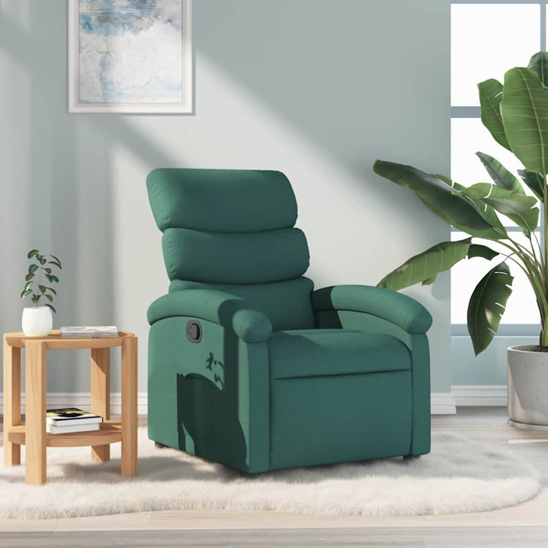 Monecia Recliner Chair, Adjustable Backrest/ Footrest, Fabric, Dark Green Fabric