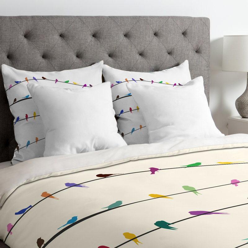 Housse de couette Happy Spring, Housse de couette pour grand lit et 2 taies décor, Polyester