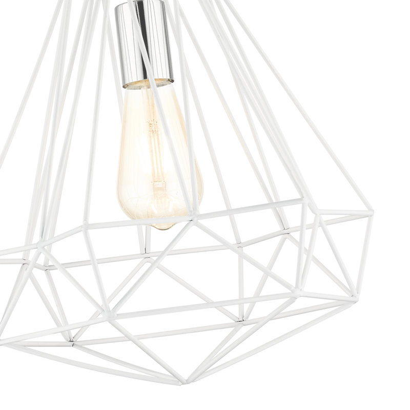 Luminaire suspendu géométrique à 1 lumière Lindgren, Blanc brillant