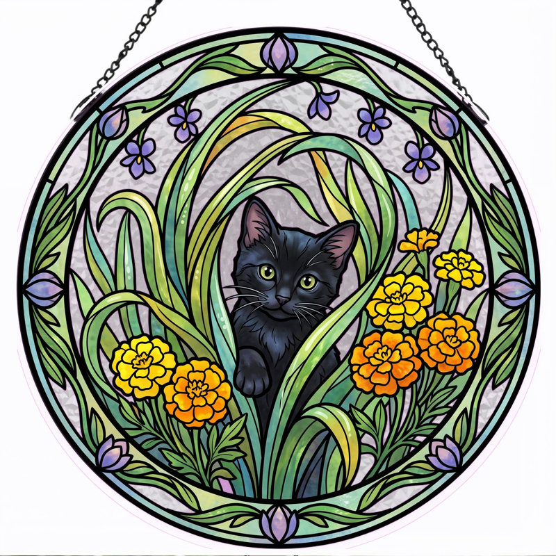 Panneau de vitrail en verre coloré, 7,8 heures, H 7,8 po