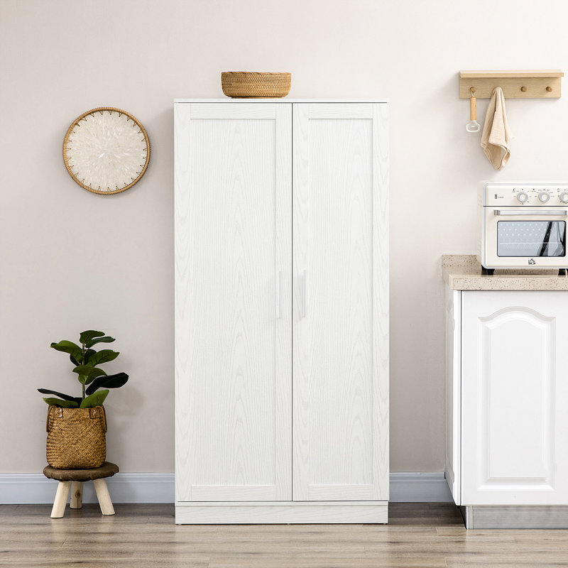 Armoire de cuisine, 14 portes, 2 portes, tablettes réglables, blanc, convient au salon et à la salle à manger 2 portes 14 garde-manger, rend les pièces plus attrayantes