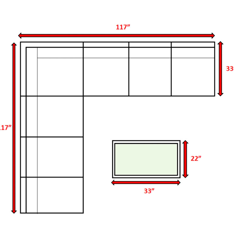 Ensemble de conversation de terrasse pour 6 personnes avec table basse modulaire et rectangulaire de 8 pièces, coussins moelleux, couvercles d'eau, conception résistante aux intempéries entièrement assemblée pour 6 personnes, structure en aluminium enveloppée de 5 po