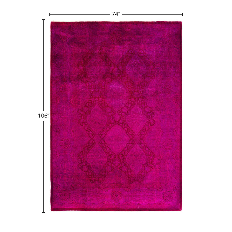 Overyed One-of-a-Kind Rectangle 6'2" X 8'10" New Age Wool Area Rug Pink/Purple/Gray