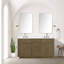 Oak Double Bath Vanity 60 In. W X 22 In. D, White Quartz Top, And Faucet Set-222219635-222219634-222219632