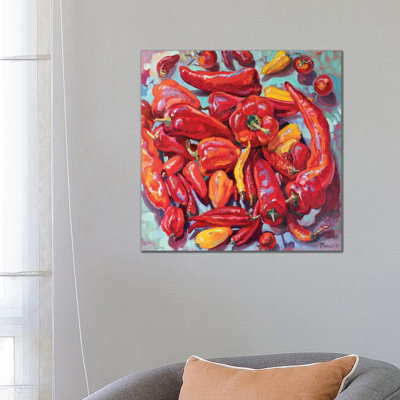 Red Still Life With Chilis by Katharina Valeeva - Wrapped Canvas Painting
