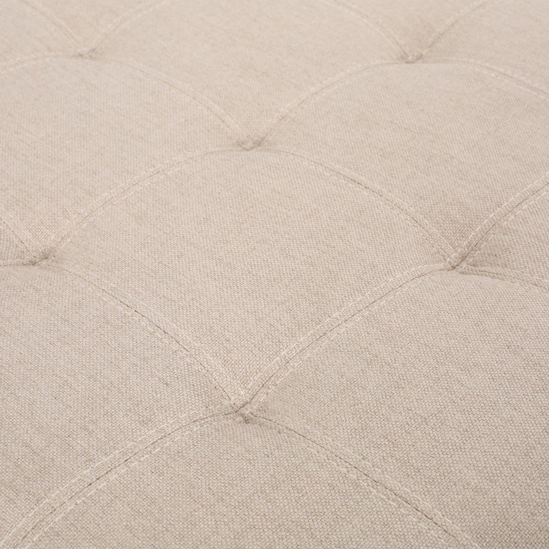 Upholstered Tufted Fabric Storage Ottoman, Wheat